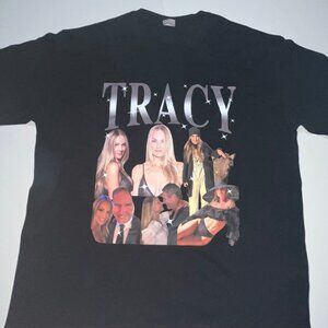TRACY Size Large Black Mens Funny Meme Short Sleeve T-shirt